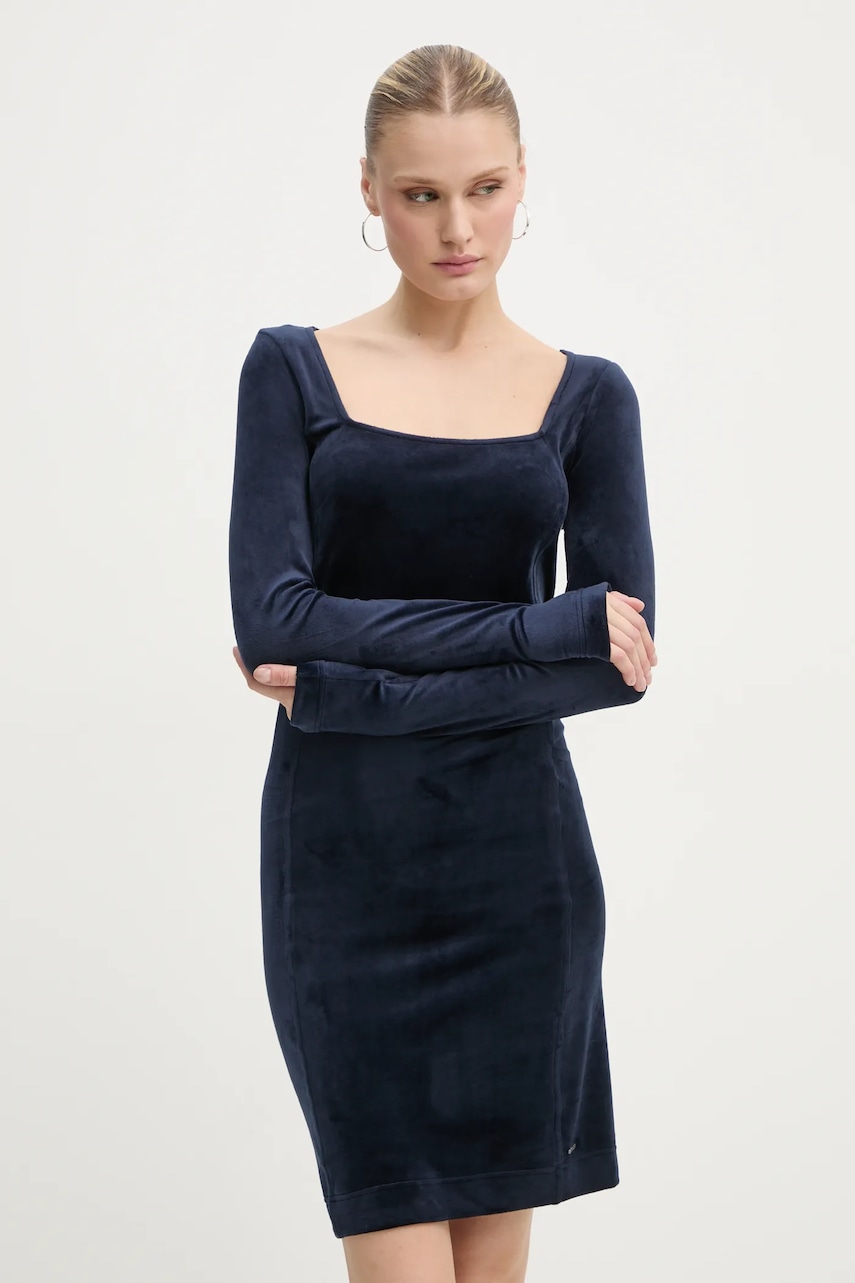G-Star rochie de catifea culoarea bleumarin
