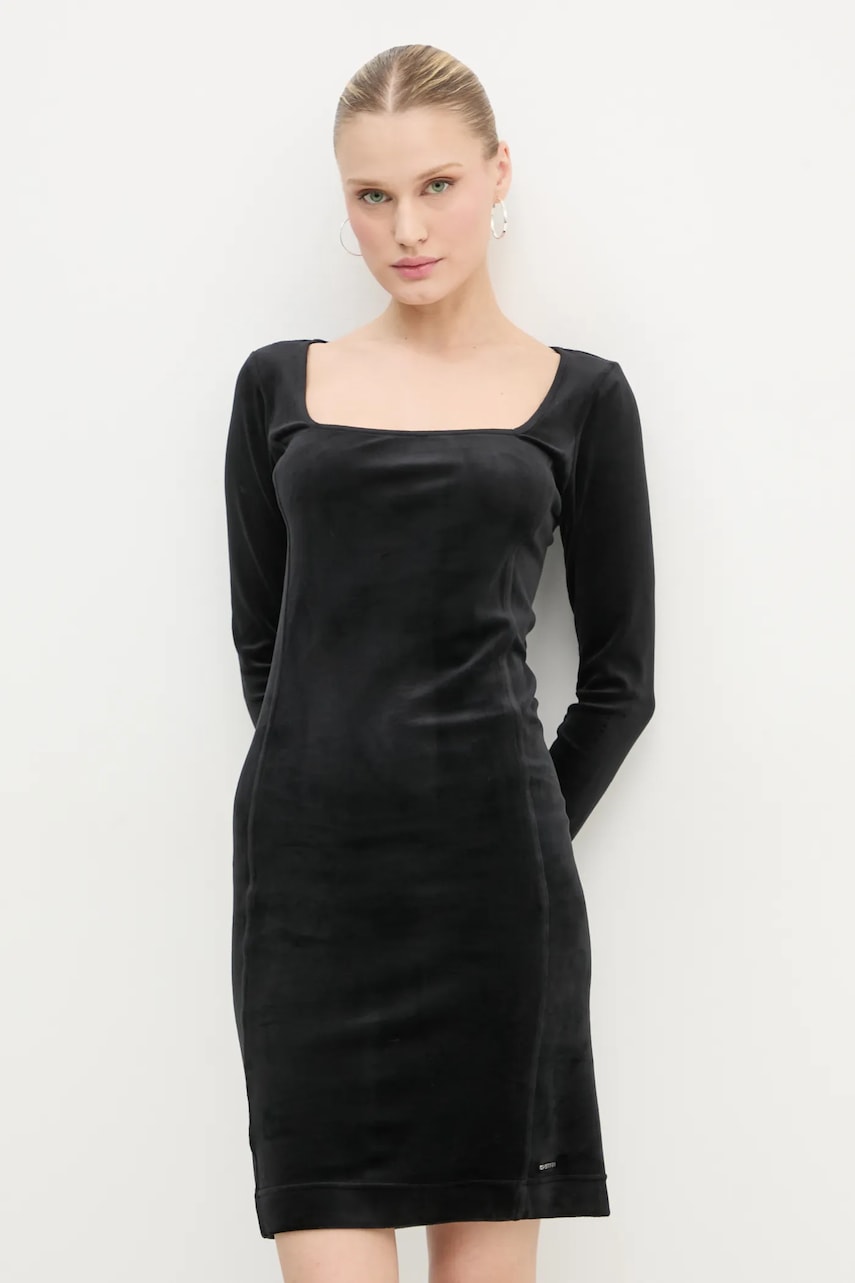G-Star rochie de catifea culoarea negru