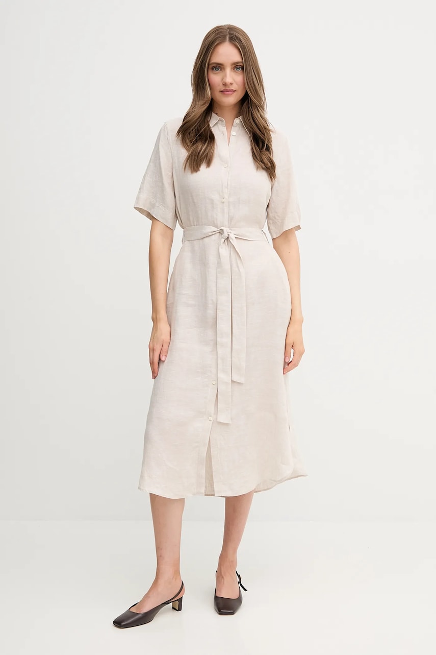 Gant rochie din in culoarea bej