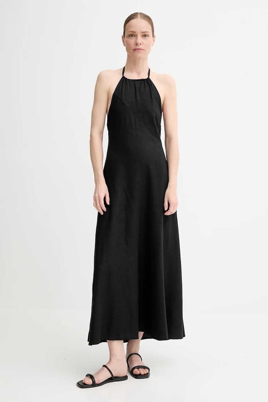 Gestuz rochie din amestec de in culoarea negru