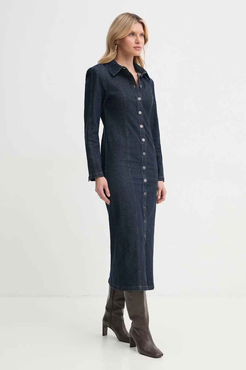 Gestuz rochie din denim culoarea bleumarin