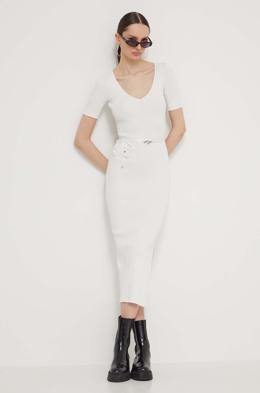HUGO rochie culoarea bej