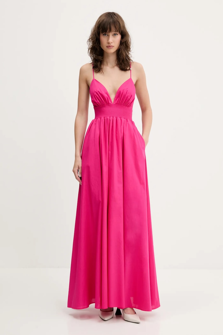 HUGO rochie din bumbac culoarea roz
