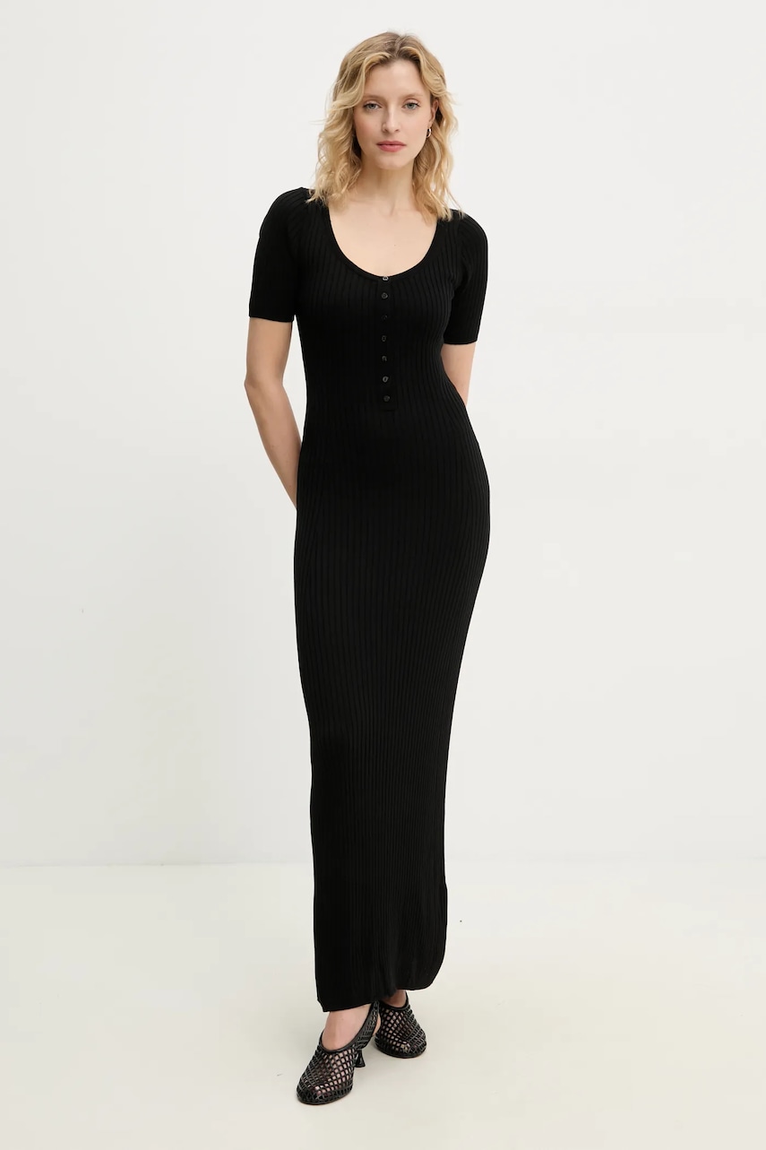 Herskind rochie din amestec de mătase Mira culoarea negru