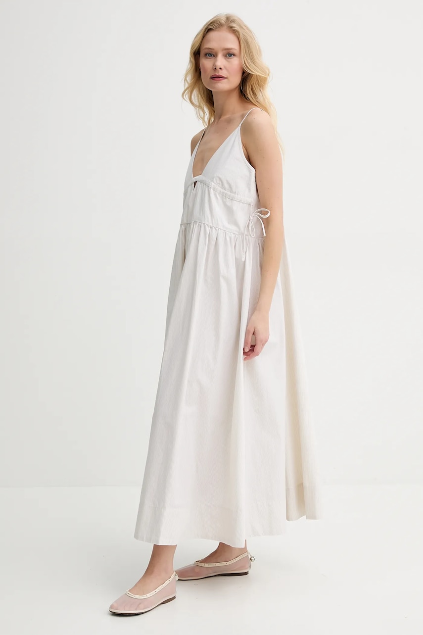 Herskind rochie din bumbac Miranda culoarea bej