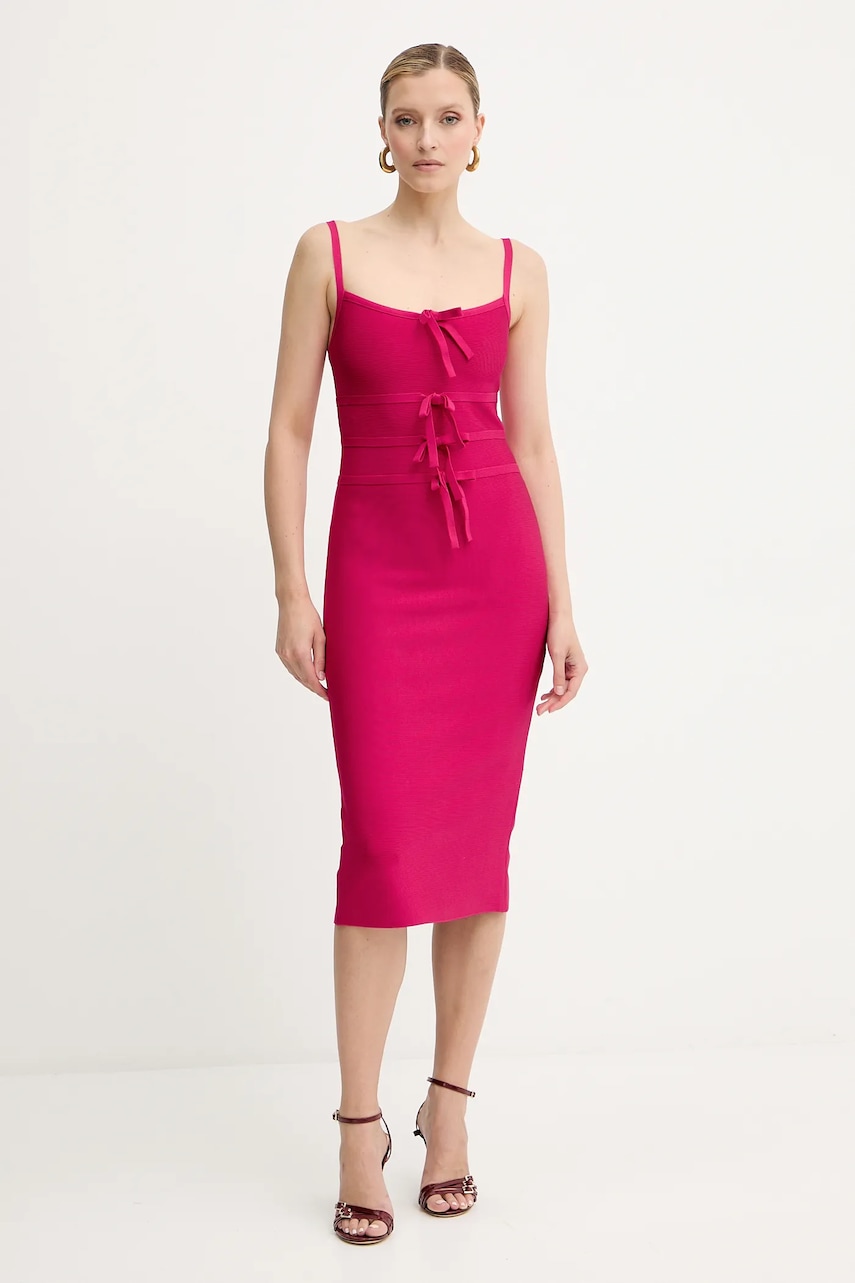 Herve Leger rochie Alicia culoarea roz