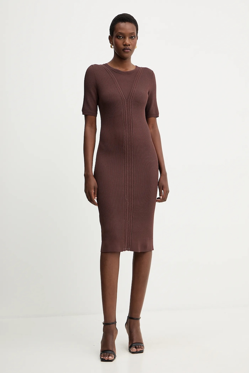 Herve Leger rochie Alina culoarea maro