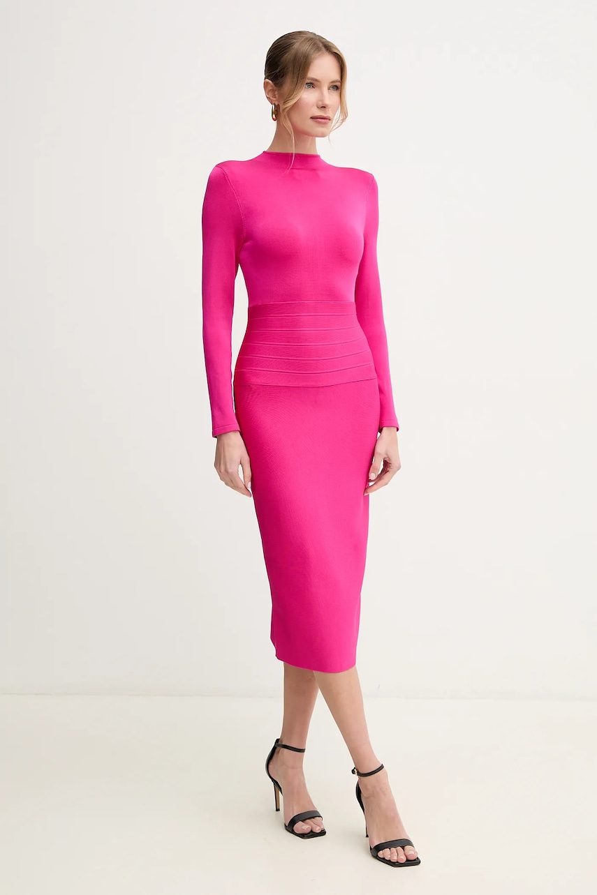 Herve Leger rochie Freya culoarea roz