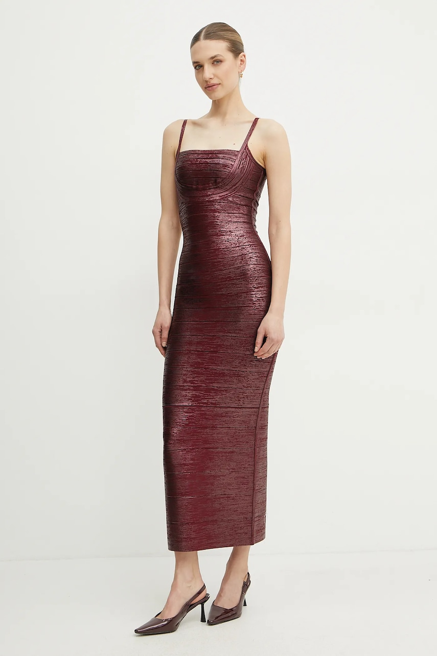 Herve Leger rochie Gemma culoarea bordo