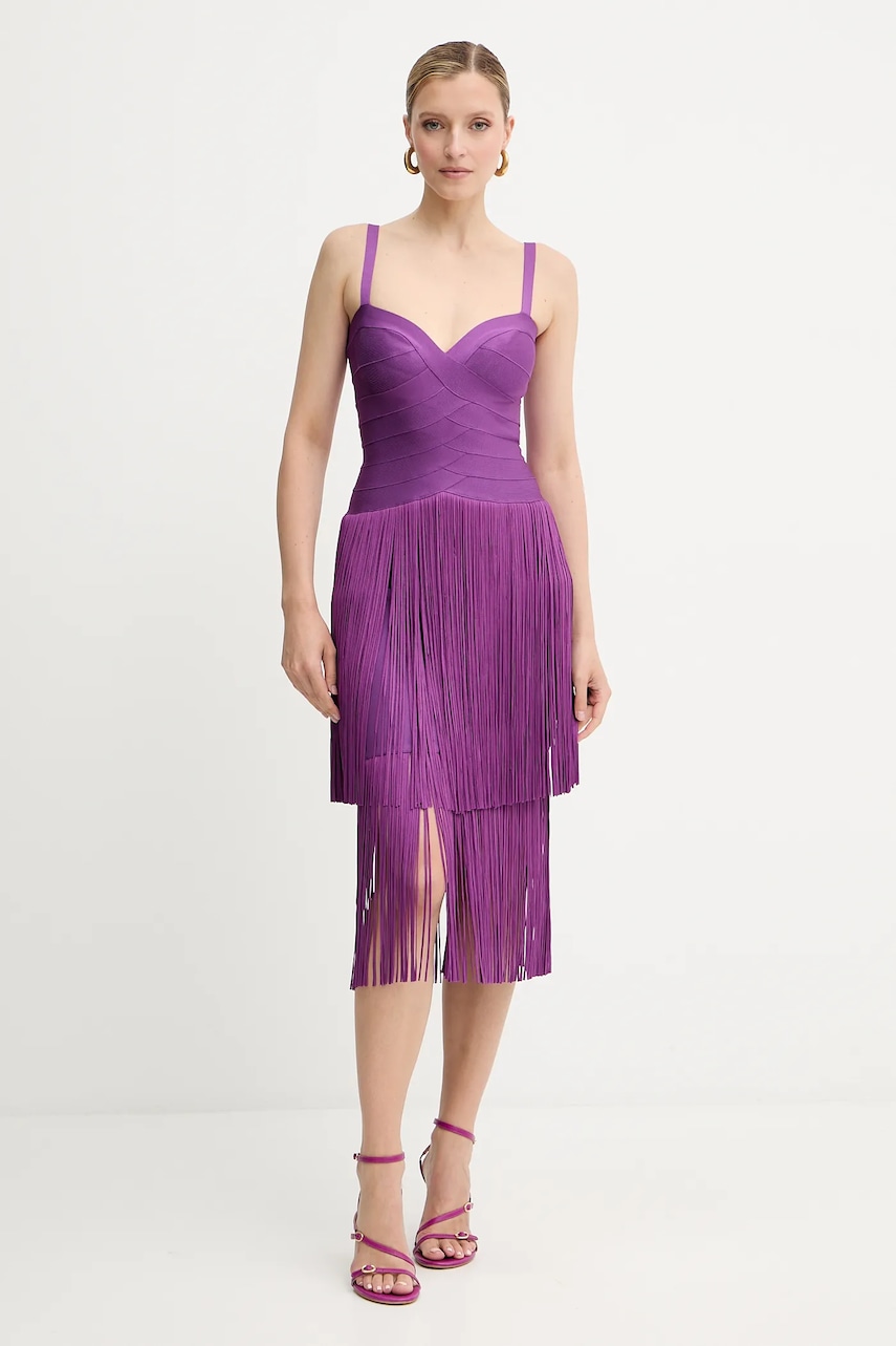 Herve Leger rochie Georgia culoarea violet