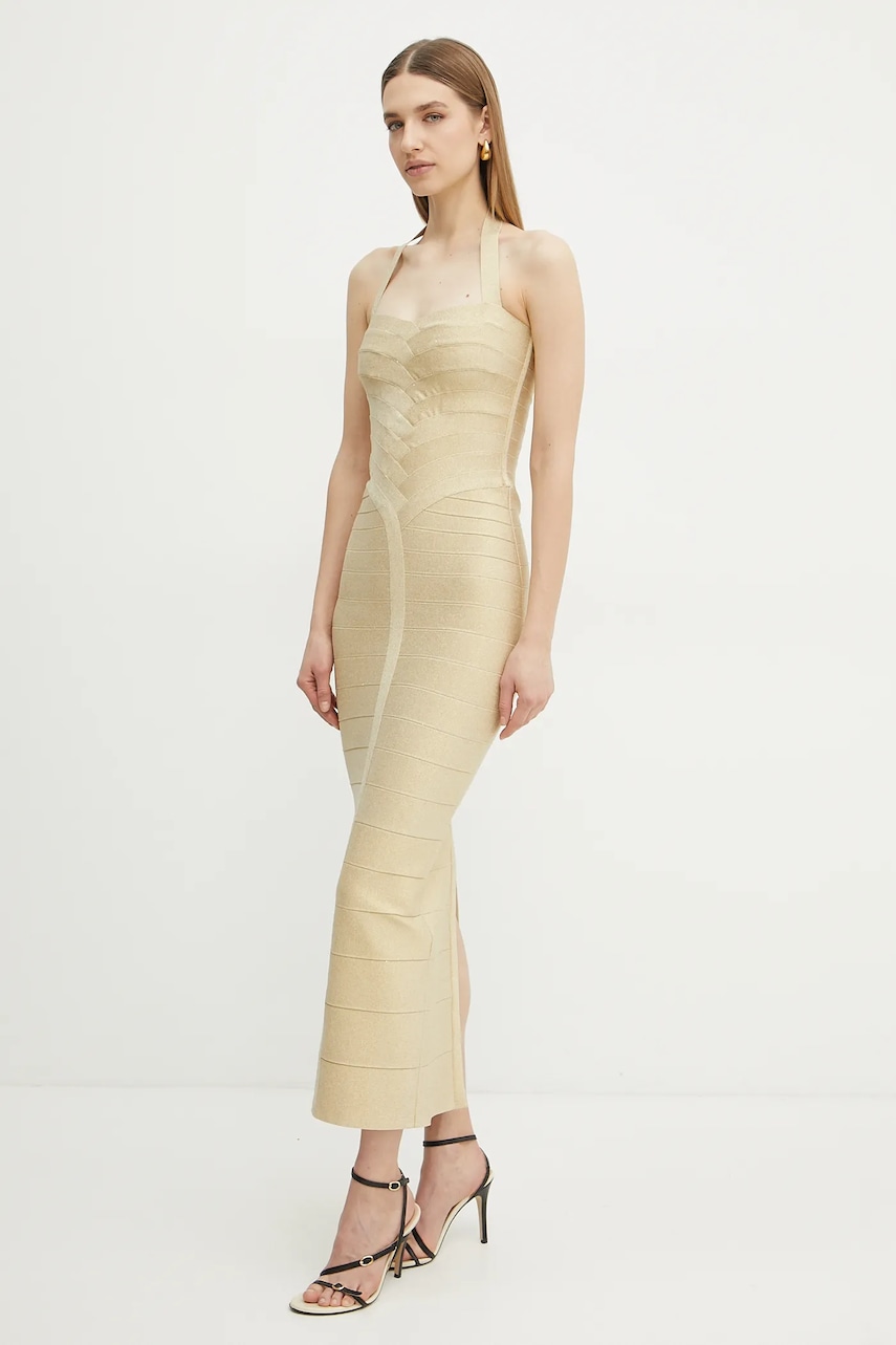 Herve Leger rochie Iris culoarea auriu