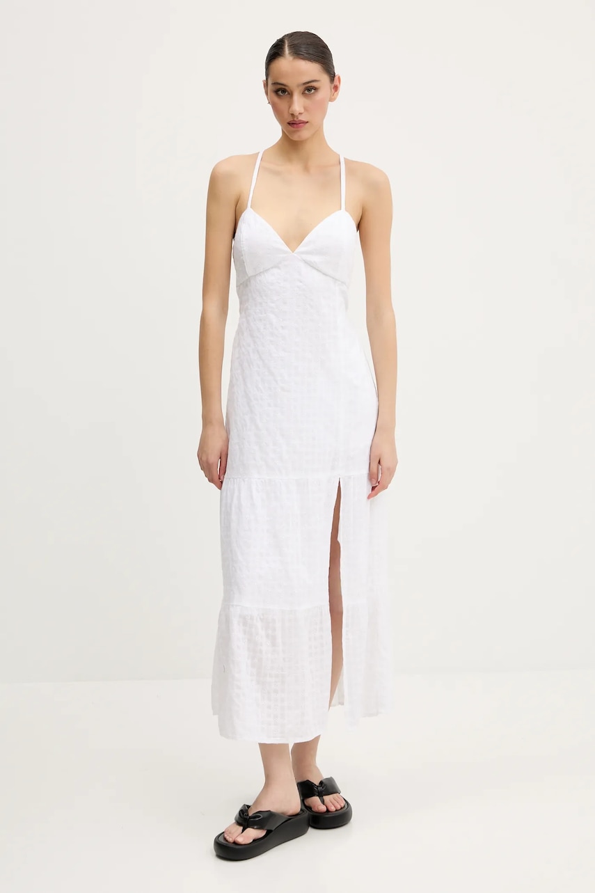 Hollister Co. rochie din bumbac culoarea alb