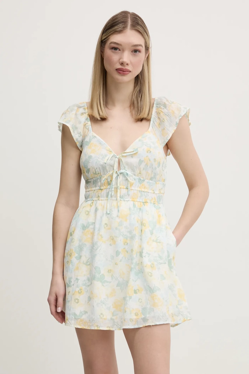 Hollister Co. rochie din bumbac culoarea alb