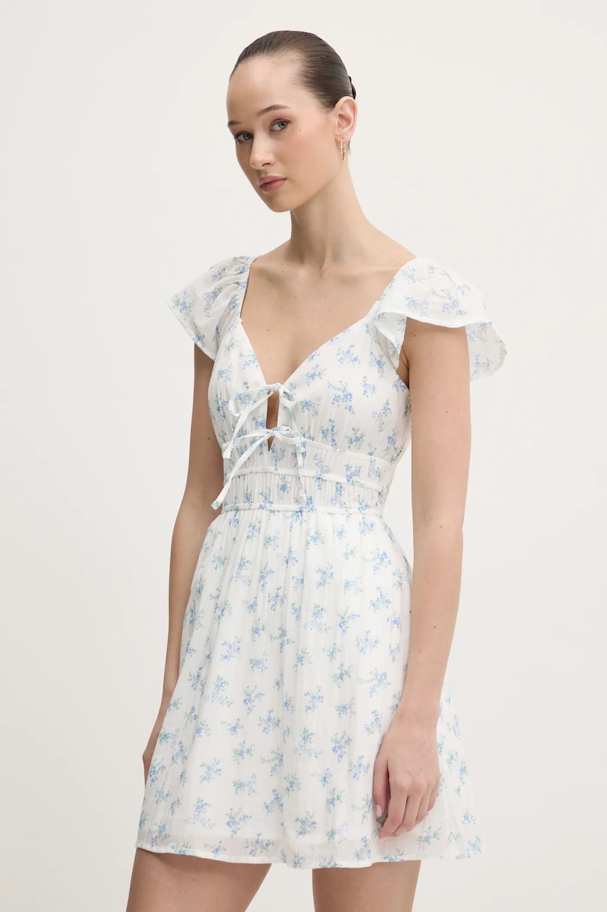 Hollister Co. rochie din bumbac culoarea alb