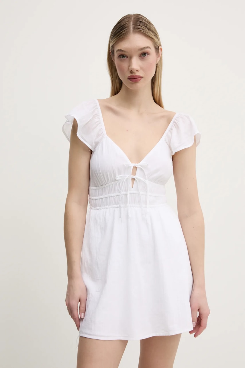 Hollister Co. rochie din bumbac culoarea alb
