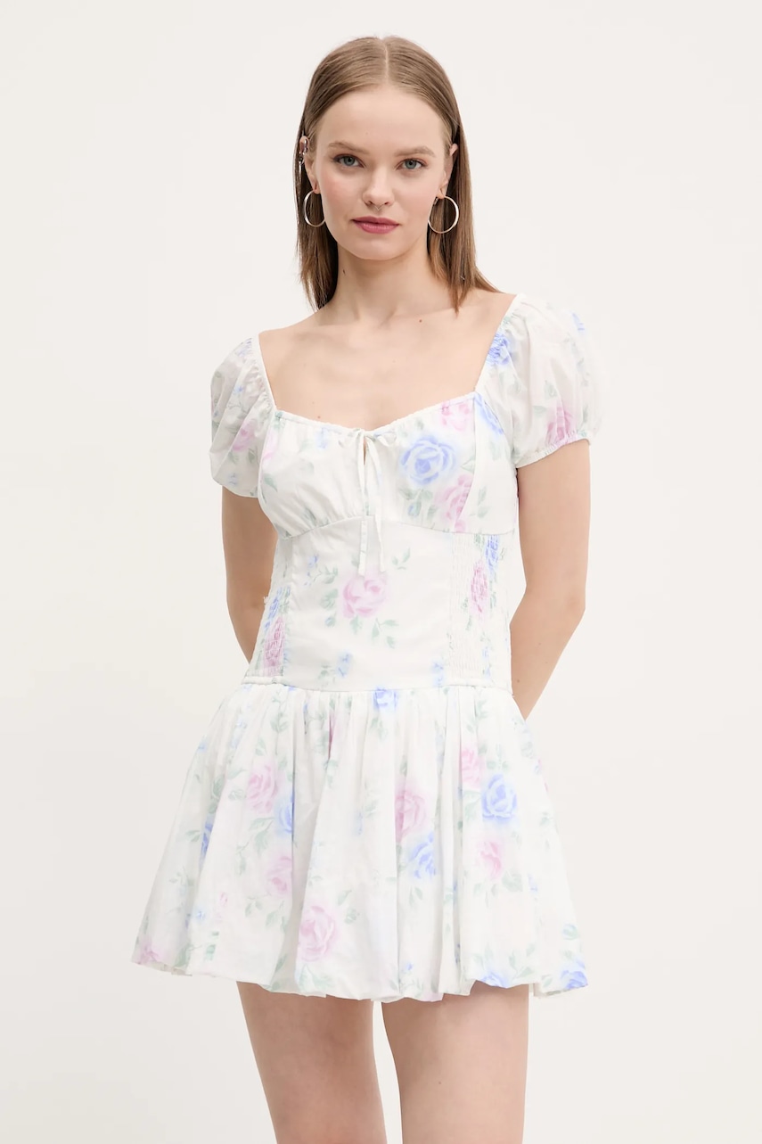 Hollister Co. rochie din bumbac culoarea alb