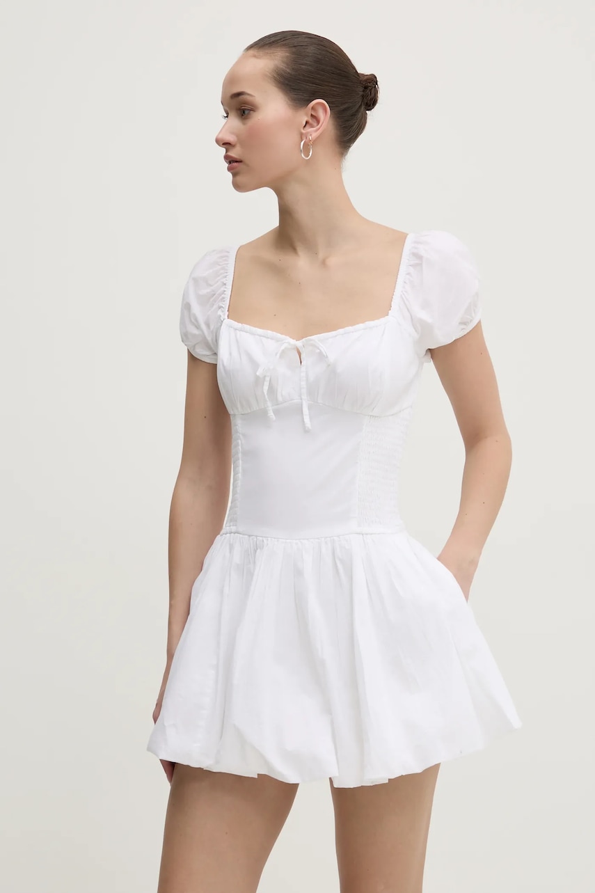 Hollister Co. rochie din bumbac culoarea alb