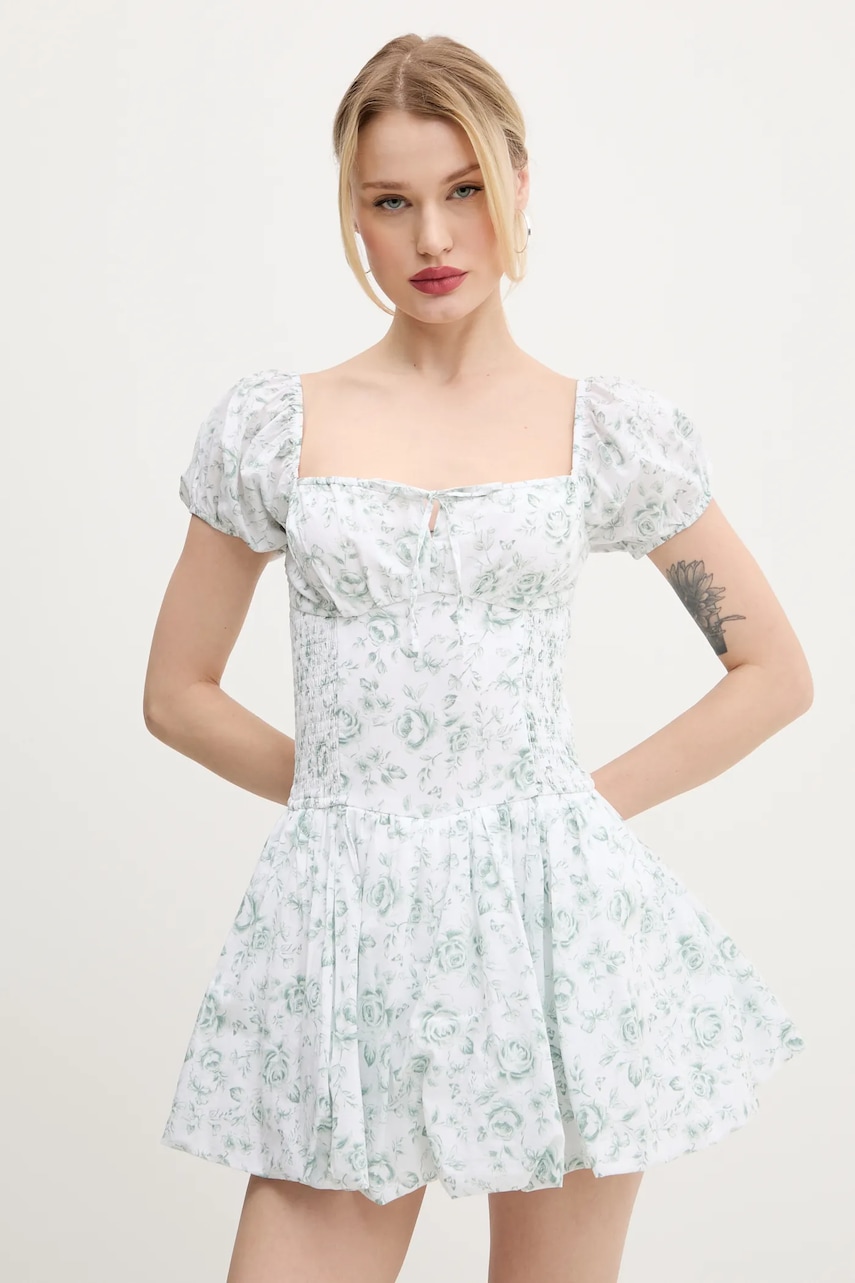Hollister Co. rochie din bumbac culoarea alb