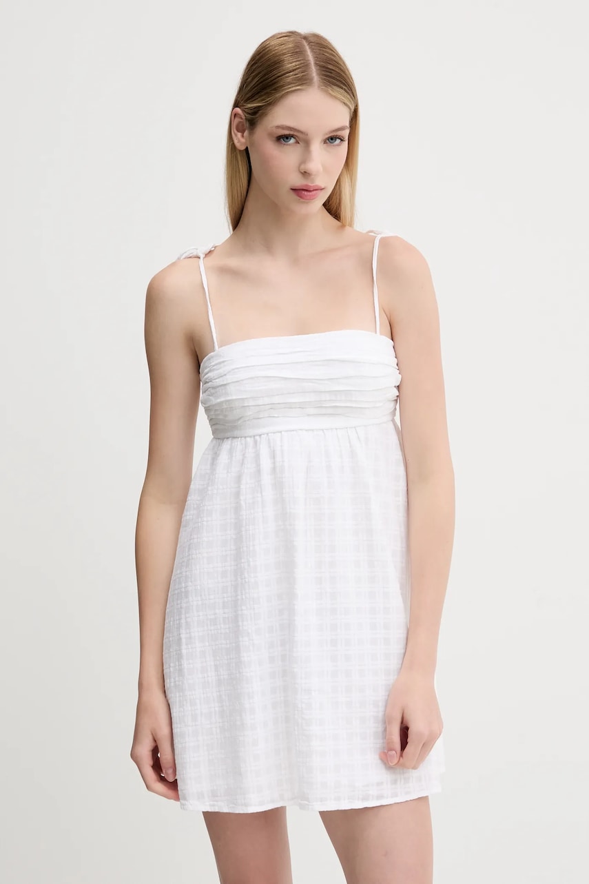 Hollister Co. rochie din bumbac culoarea alb