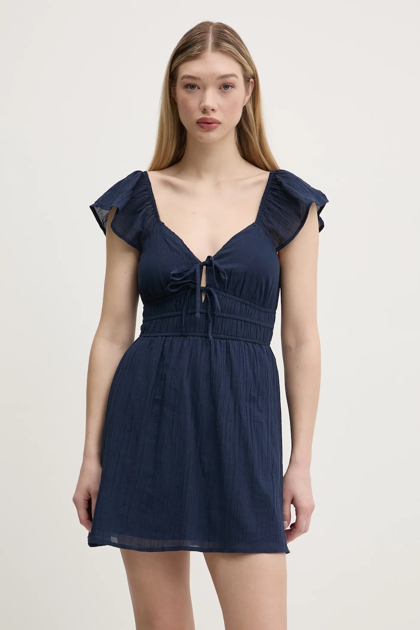 Hollister Co. rochie din bumbac culoarea bleumarin