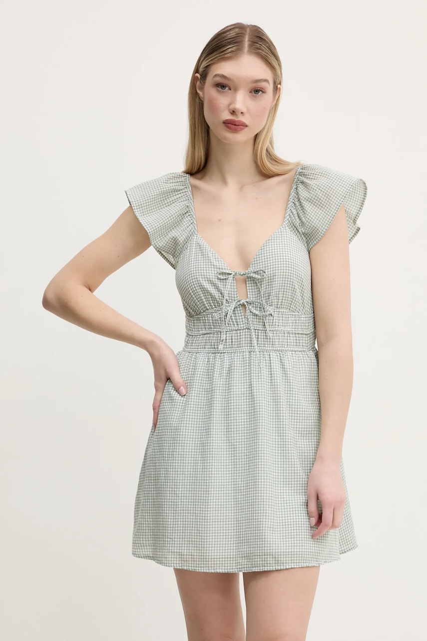 Hollister Co. rochie din bumbac culoarea verde