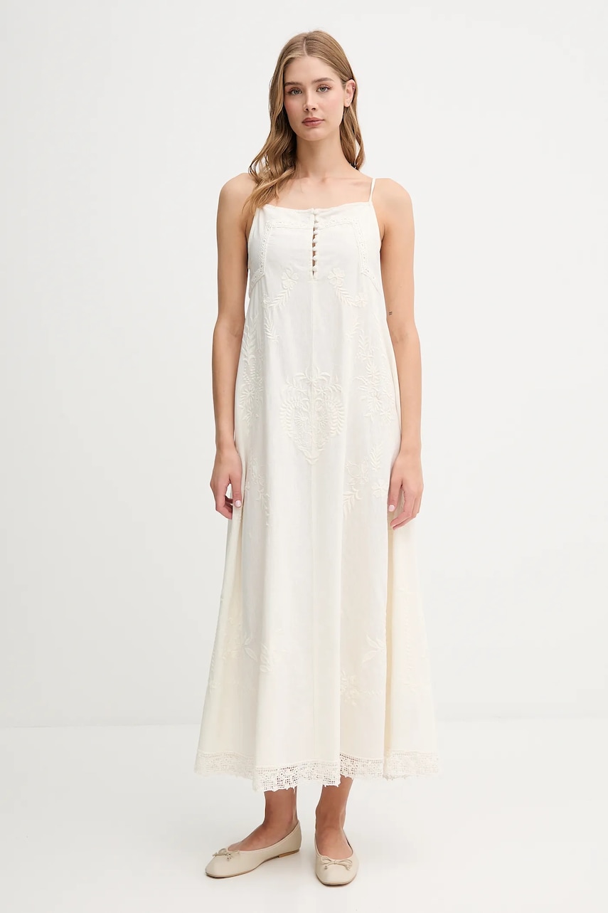 Hoss Intropia rochie din amestec de in culoarea bej