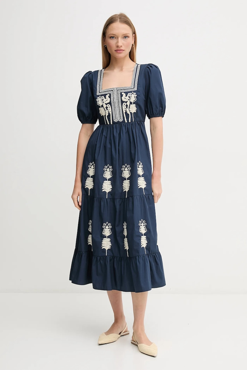 Hoss Intropia rochie din bumbac culoarea bleumarin