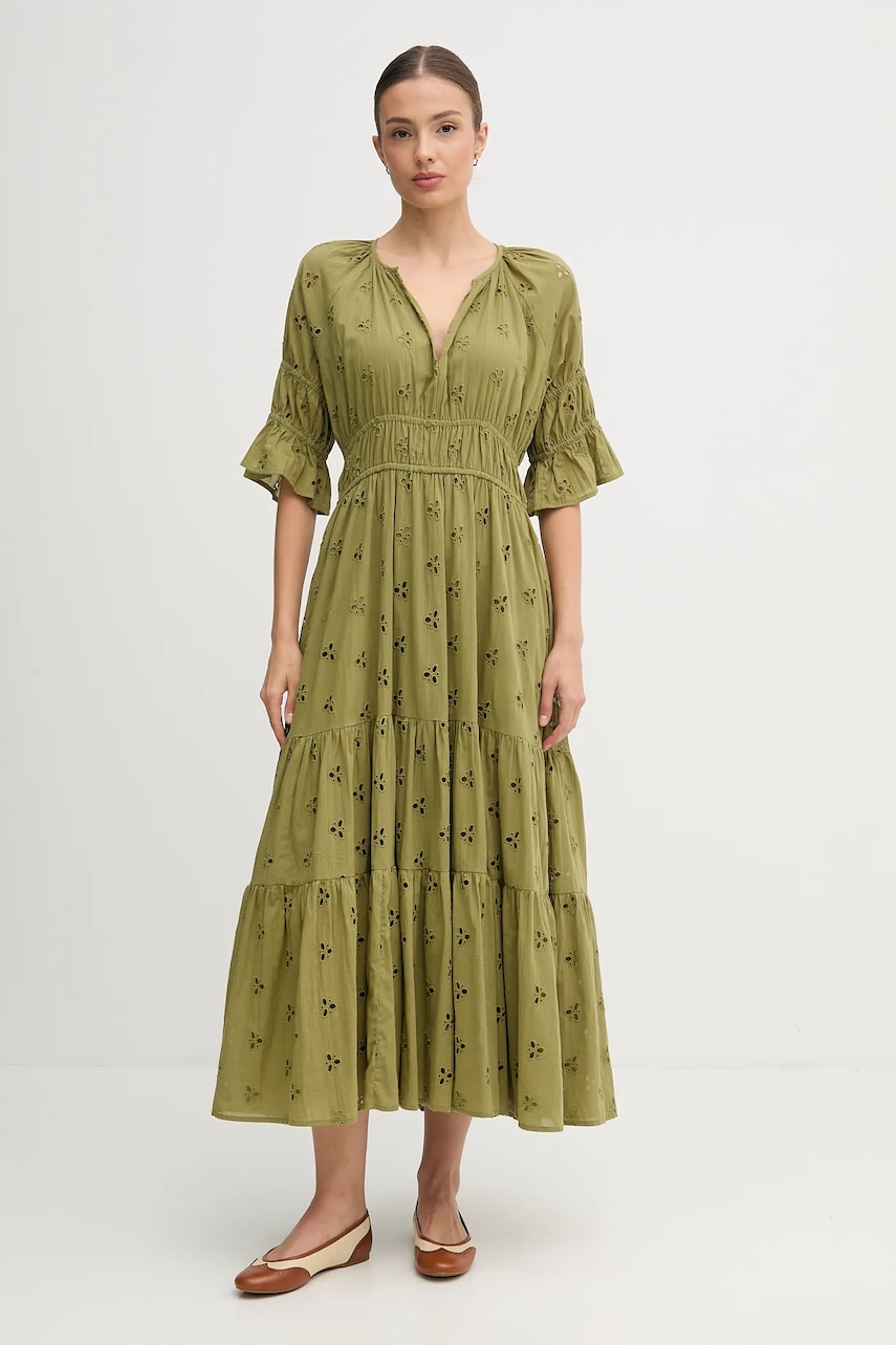 Hoss Intropia rochie din bumbac culoarea verde