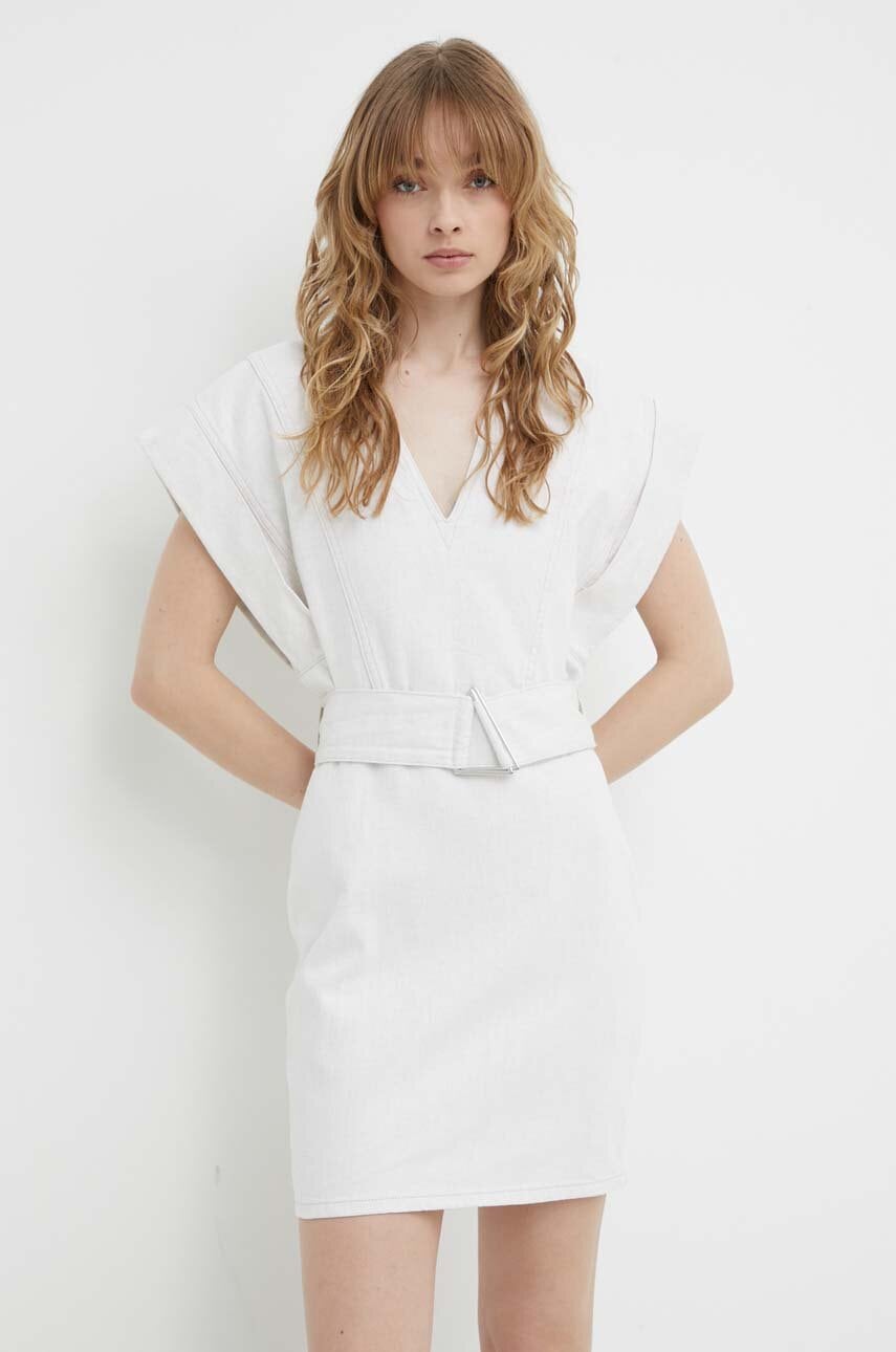 IRO rochie din amestec de in culoarea bej