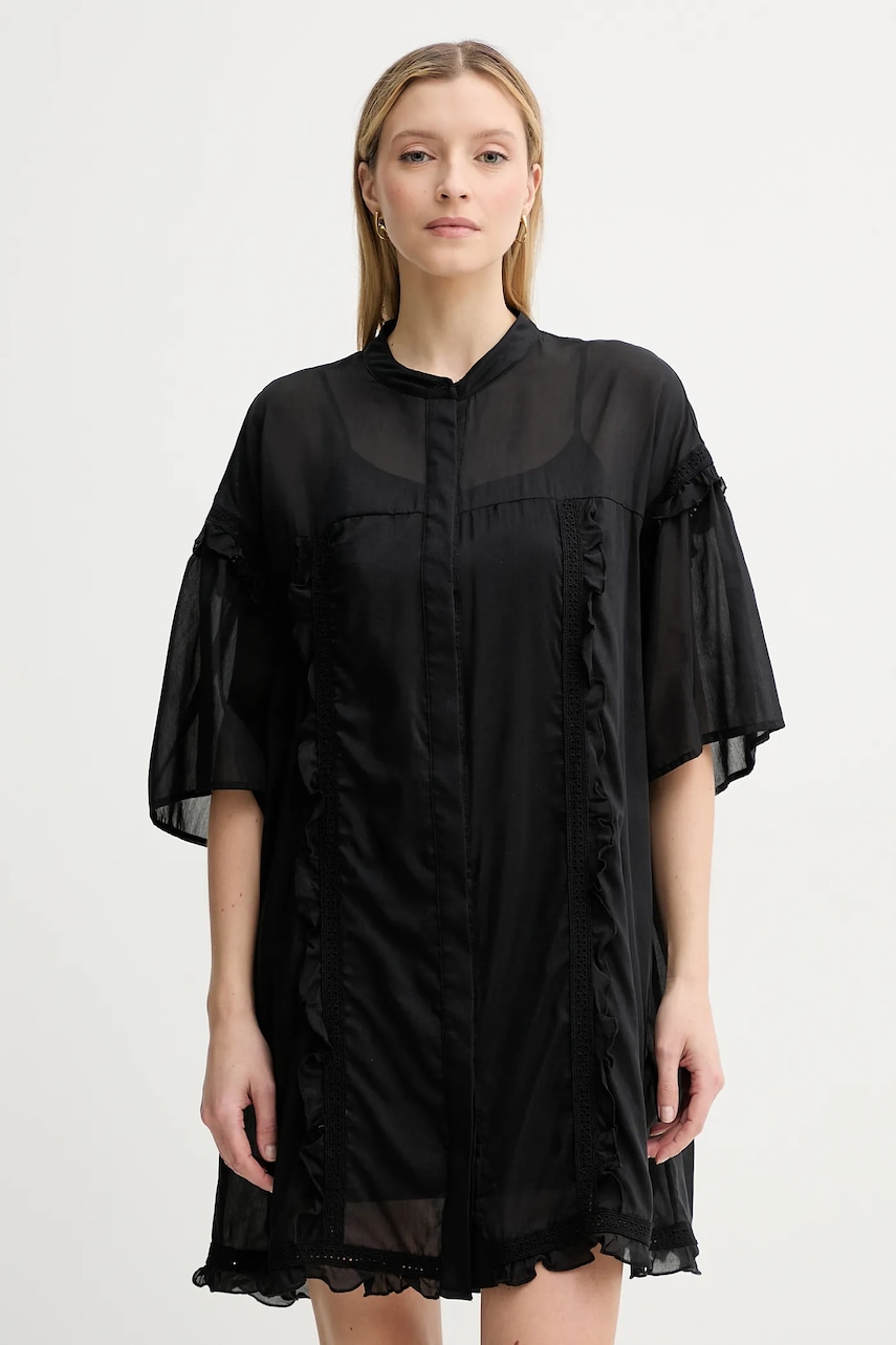 ISABELLE BLANCHE rochie din amestec de mătase culoarea negru