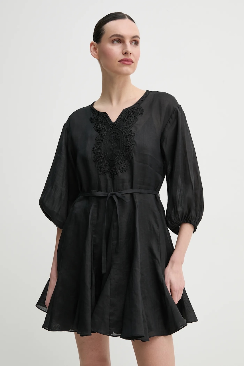 ISABELLE BLANCHE rochie din in culoarea negru