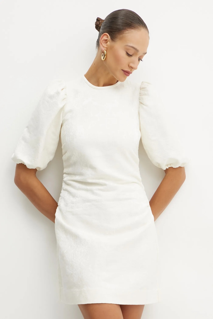 Ivy Oak rochie din amestec de lână culoarea bej