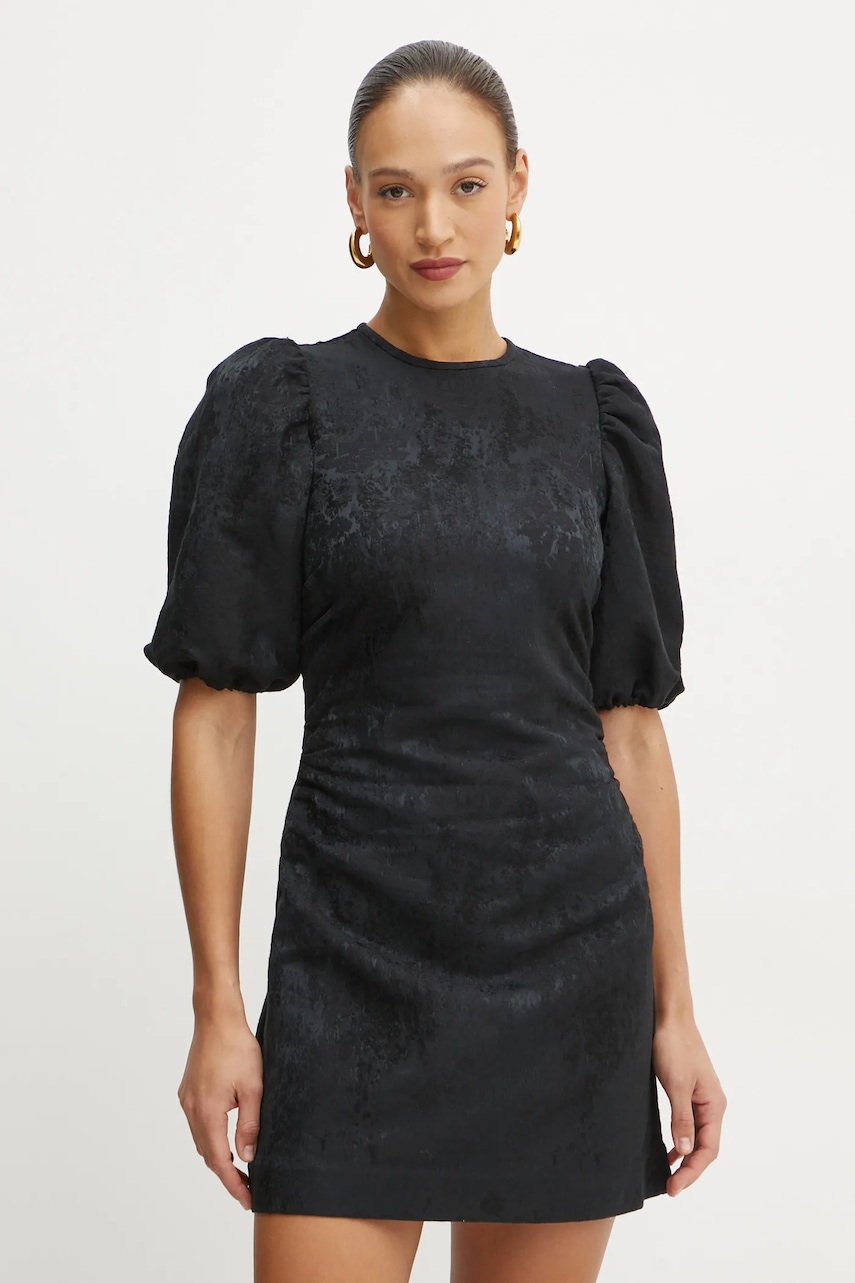 Ivy Oak rochie din amestec de lână culoarea negru