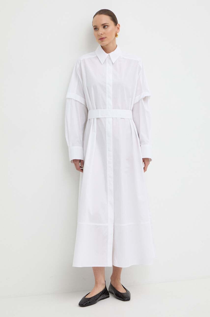 Ivy Oak rochie din bumbac culoarea alb