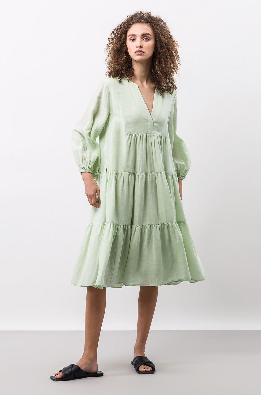 Ivy & Oak rochie din in culoarea verde
