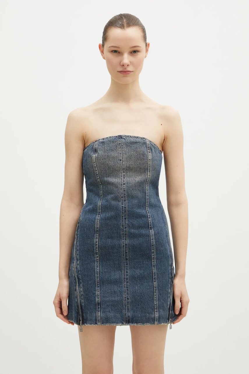 KSUBI rochie din denim Avenue Dress Sandstorm culoarea bleumarin