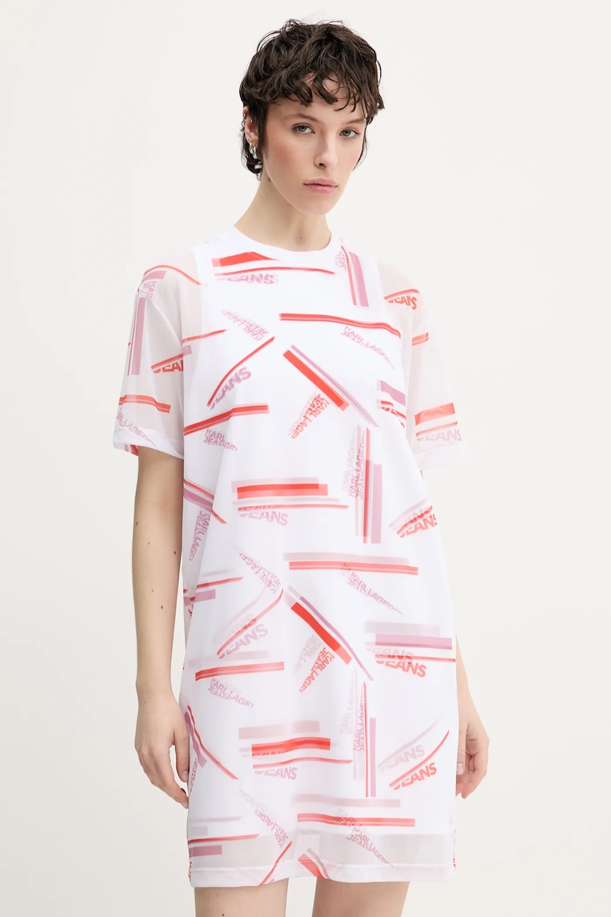 Karl Lagerfeld Jeans rochie culoarea alb