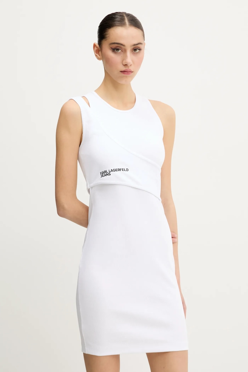 Karl Lagerfeld Jeans rochie culoarea alb