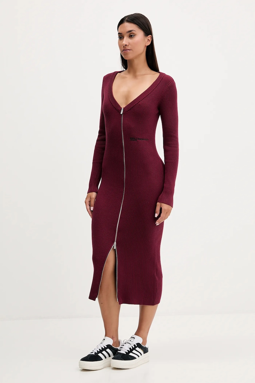 Karl Lagerfeld Jeans rochie culoarea bordo