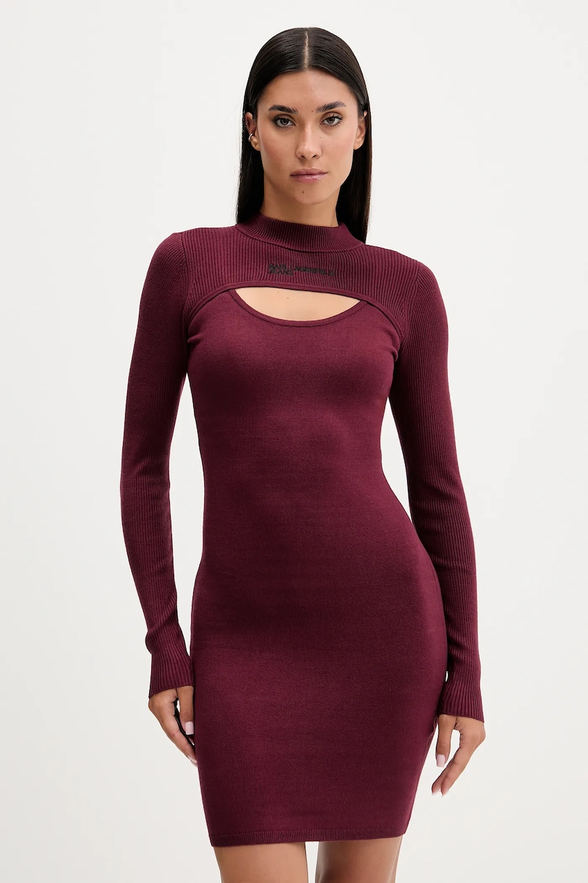 Karl Lagerfeld Jeans rochie culoarea bordo