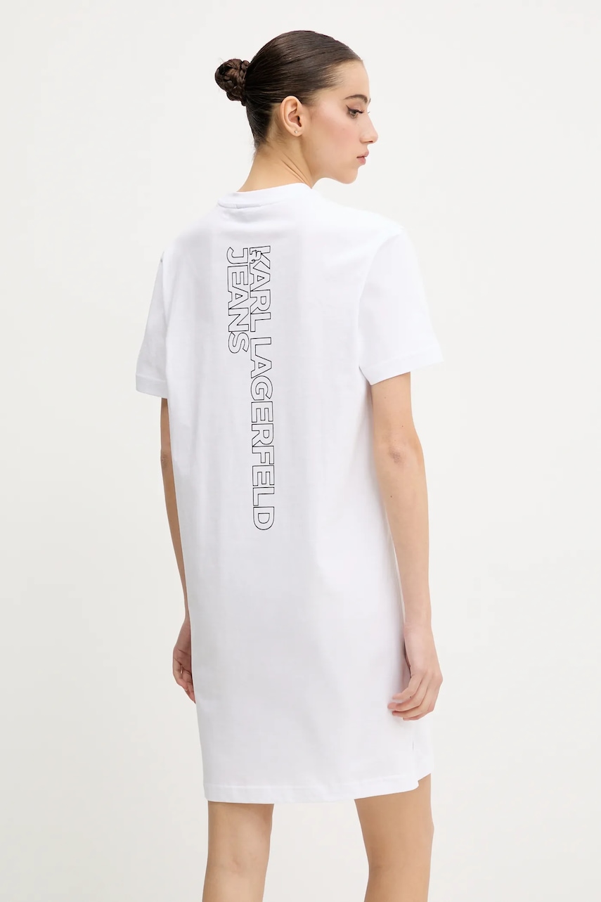 Karl Lagerfeld Jeans rochie din bumbac culoarea alb