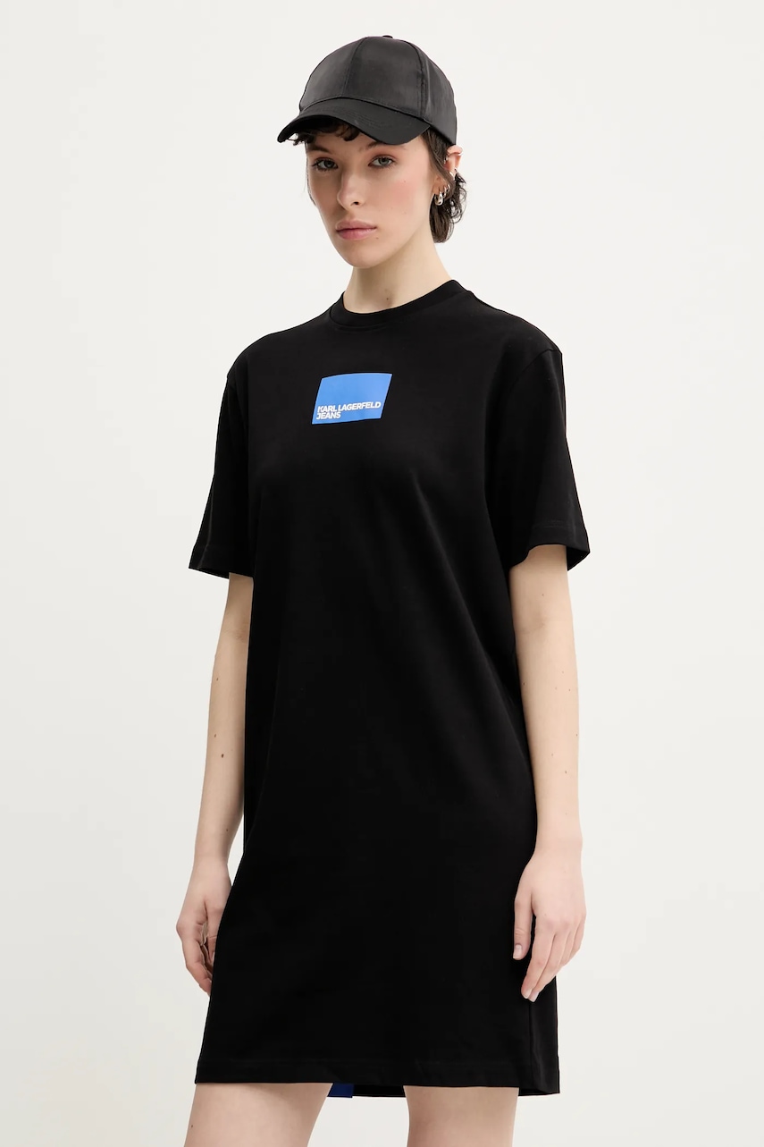 Karl Lagerfeld Jeans rochie din bumbac culoarea negru