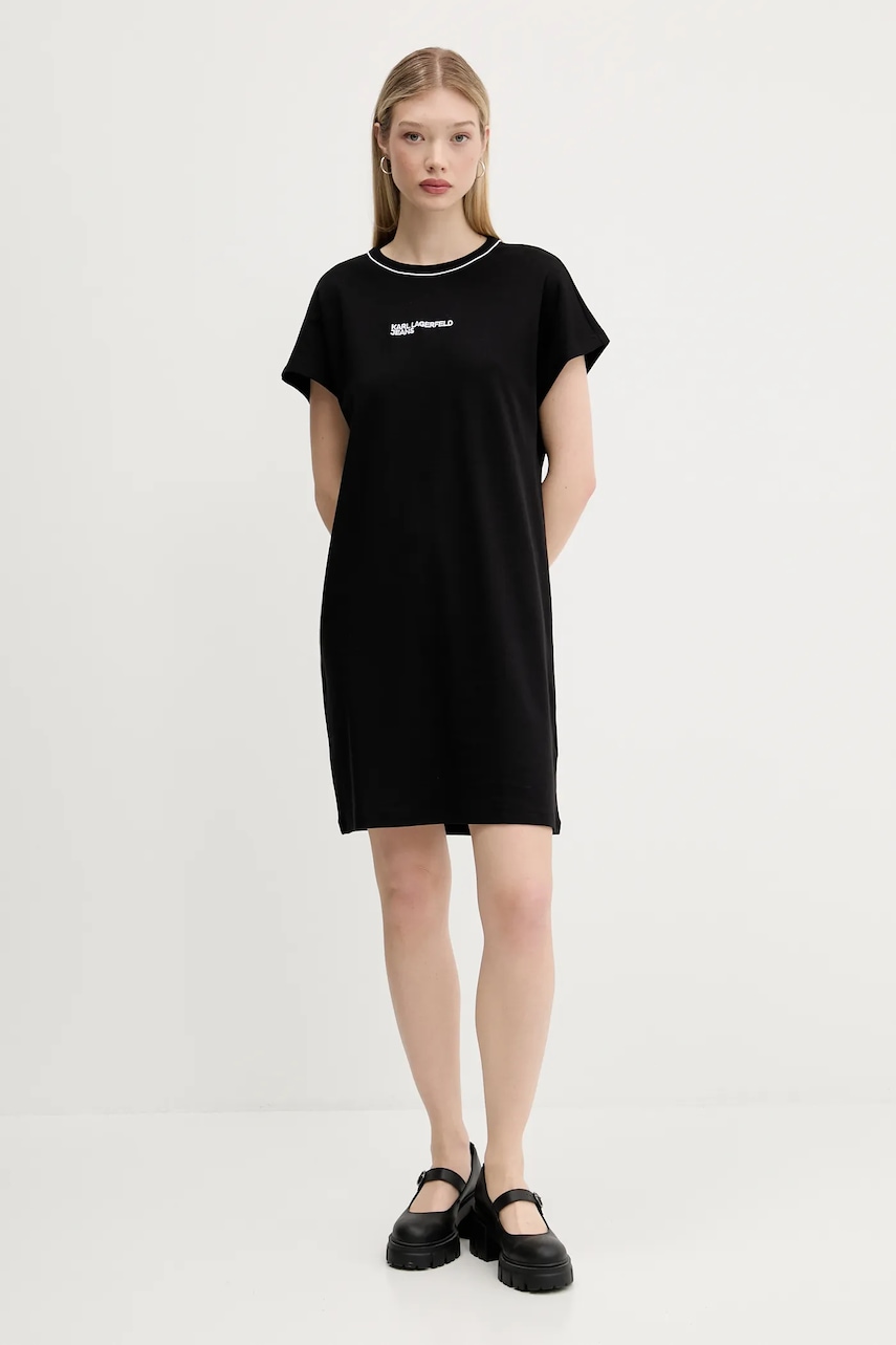 Karl Lagerfeld Jeans rochie din bumbac culoarea negru