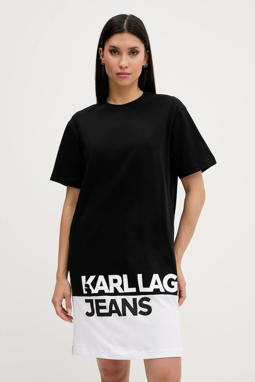 Karl Lagerfeld Jeans rochie din bumbac culoarea negru