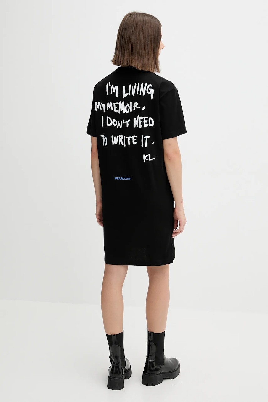 Karl Lagerfeld Jeans rochie din bumbac culoarea negru