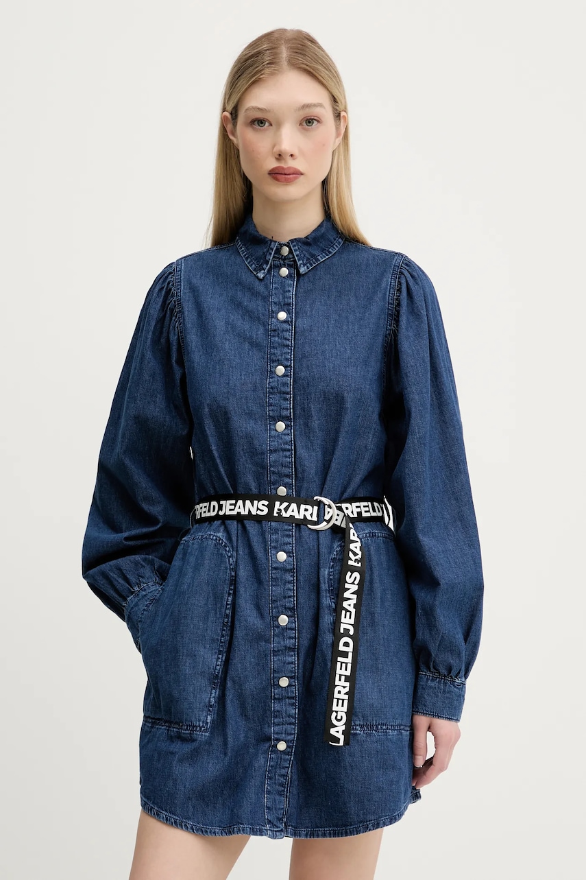 Karl Lagerfeld Jeans rochie din denim culoarea bleumarin