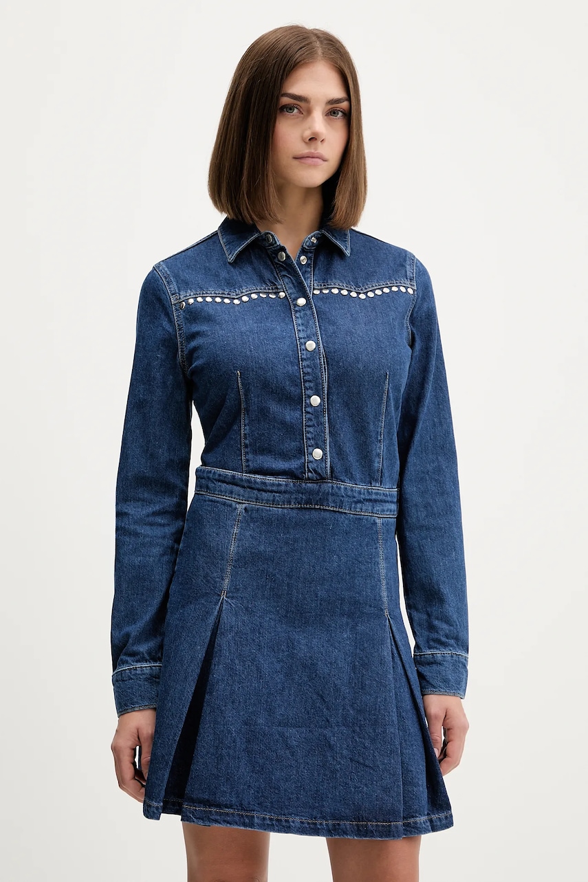 Karl Lagerfeld Jeans rochie jeans culoarea bleumarin