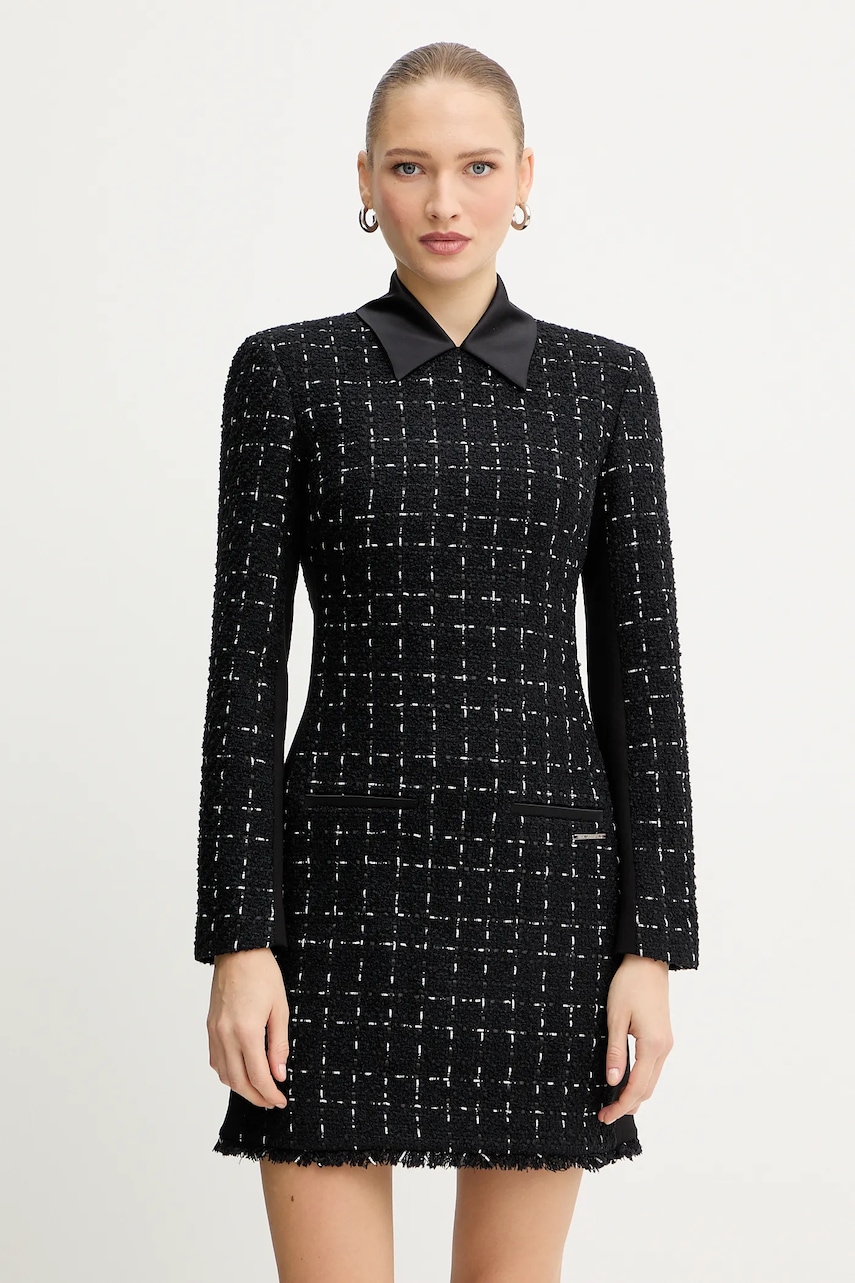 Karl Lagerfeld rochie cu lână culoarea negru