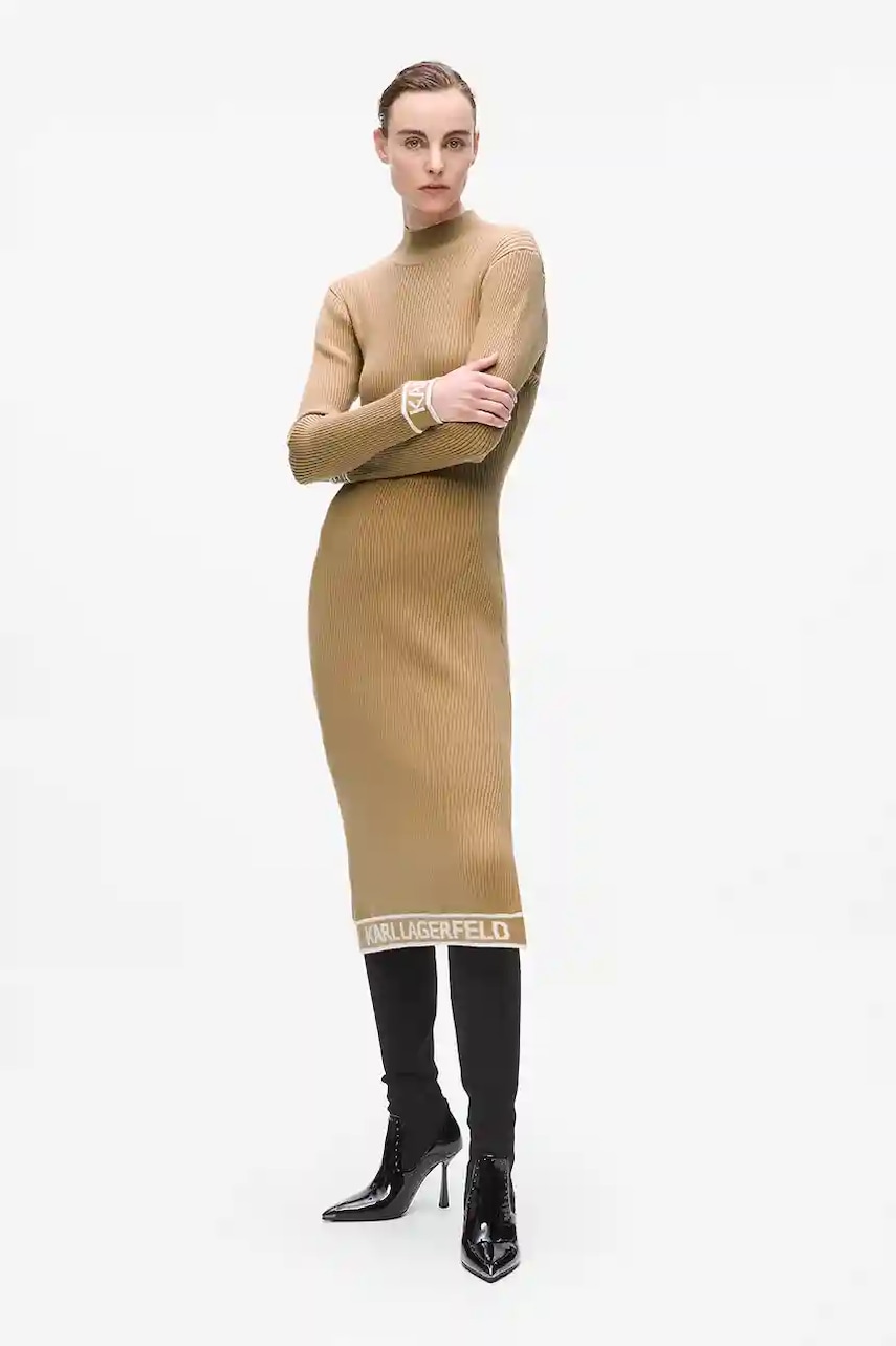 Karl Lagerfeld rochie culoarea bej
