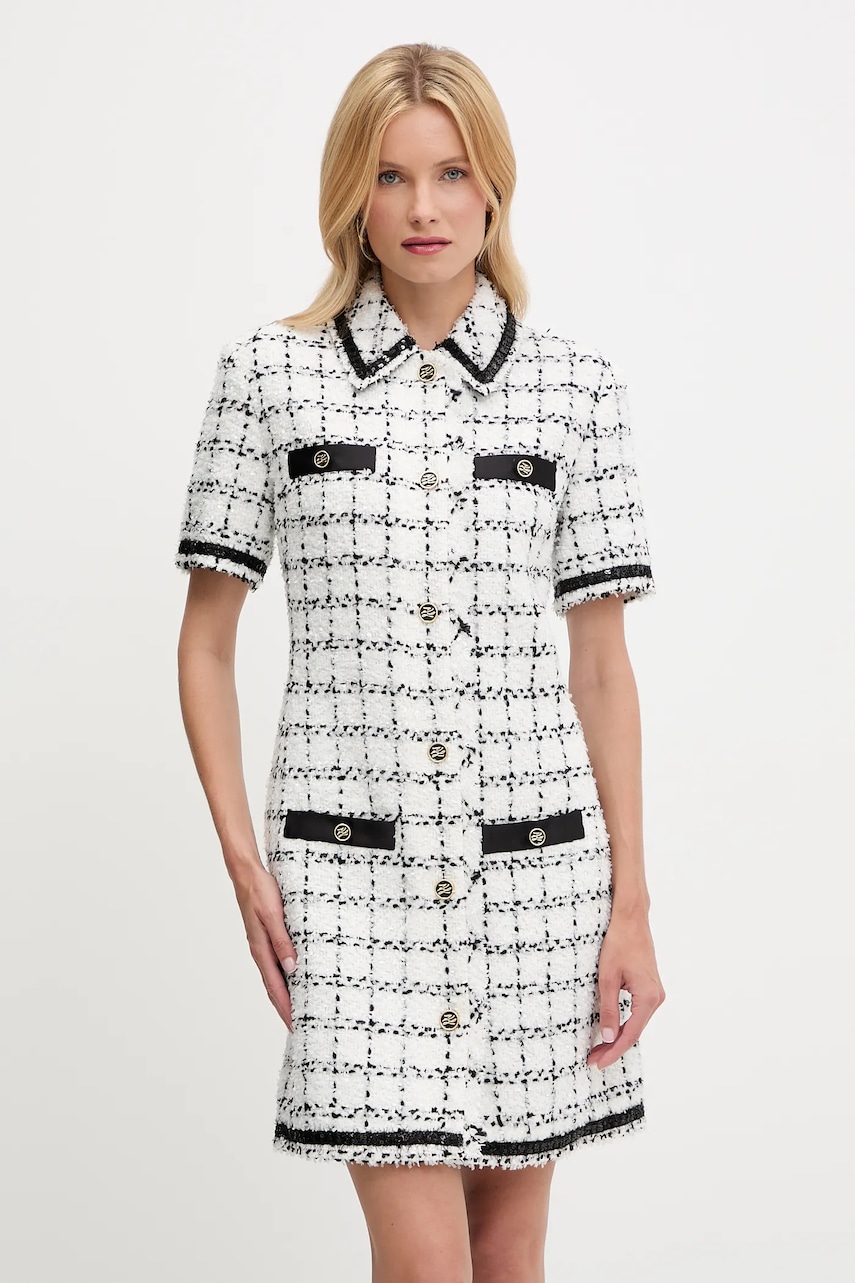 Karl Lagerfeld rochie din amestec de lână culoarea alb